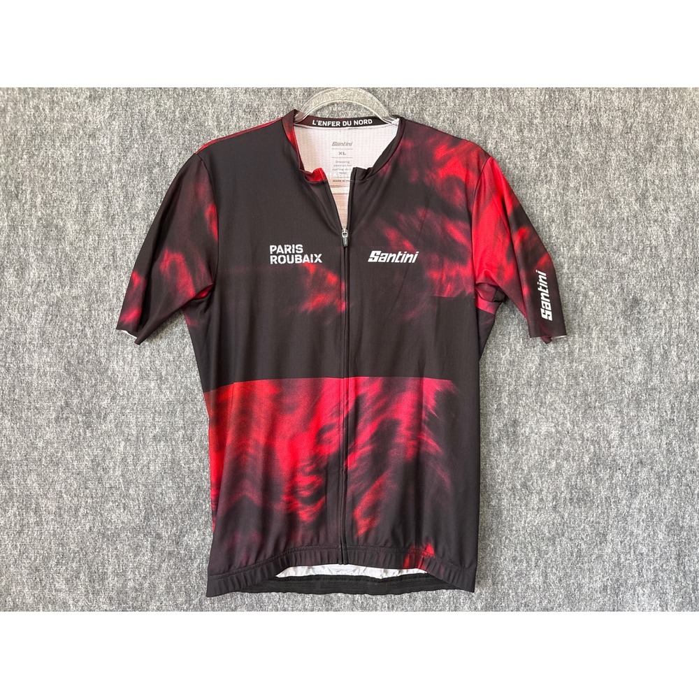 Santini Paris Roubaix L'Enfer du Nord Cycling Jersey Red Black Mens XL Italy